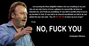 Hitchens says "Fuck you"