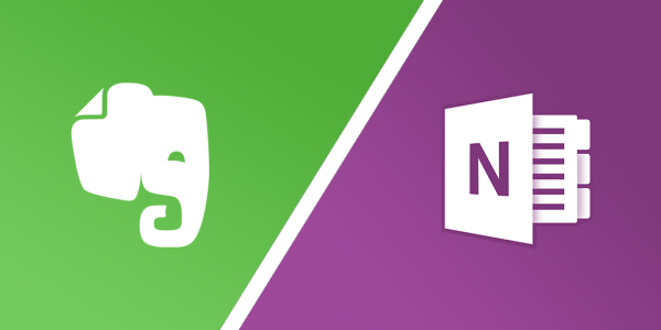 Evernote and OneNote logos