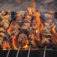 grilled meats on skewers